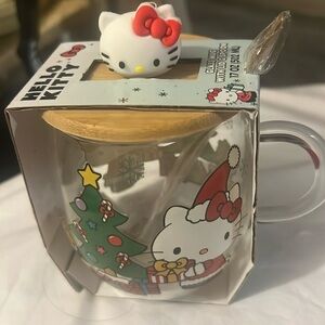 Hello kitty Glass Mag With Lid & Spoon